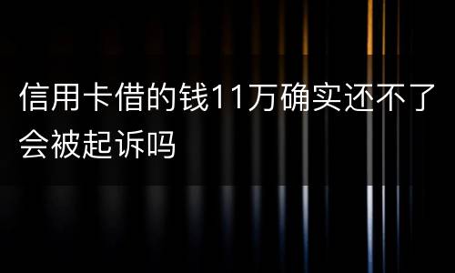 信用卡借的钱11万确实还不了会被起诉吗