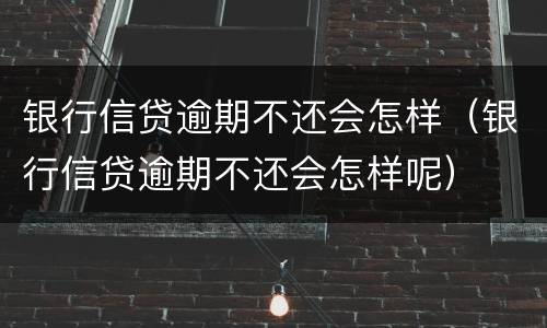 银行信贷逾期不还会怎样（银行信贷逾期不还会怎样呢）