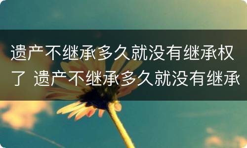遗产不继承多久就没有继承权了 遗产不继承多久就没有继承权了呢