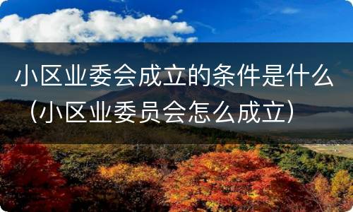 小区业委会成立的条件是什么（小区业委员会怎么成立）