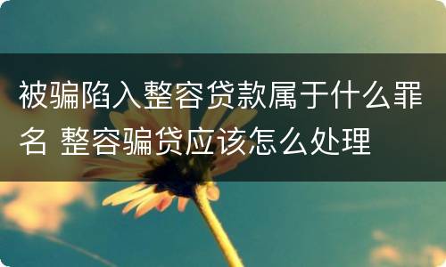 被骗陷入整容贷款属于什么罪名 整容骗贷应该怎么处理
