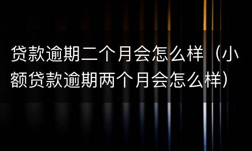 贷款逾期二个月会怎么样（小额贷款逾期两个月会怎么样）