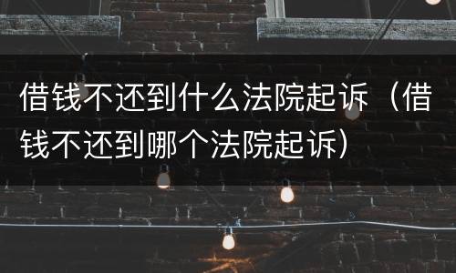 借钱不还到什么法院起诉（借钱不还到哪个法院起诉）