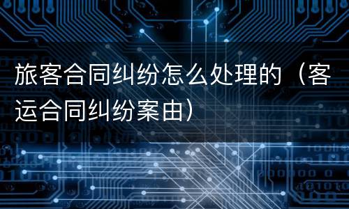 旅客合同纠纷怎么处理的（客运合同纠纷案由）