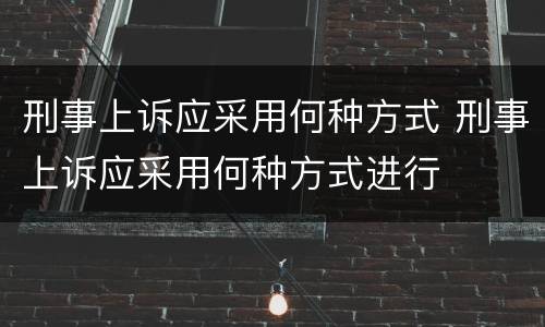 刑事上诉应采用何种方式 刑事上诉应采用何种方式进行