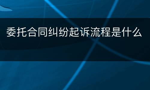 委托合同纠纷起诉流程是什么
