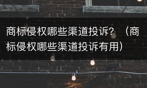 商标侵权哪些渠道投诉？（商标侵权哪些渠道投诉有用）