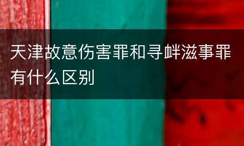 天津故意伤害罪和寻衅滋事罪有什么区别