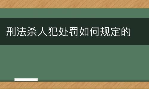 刑法杀人犯处罚如何规定的