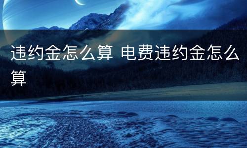 违约金怎么算 电费违约金怎么算