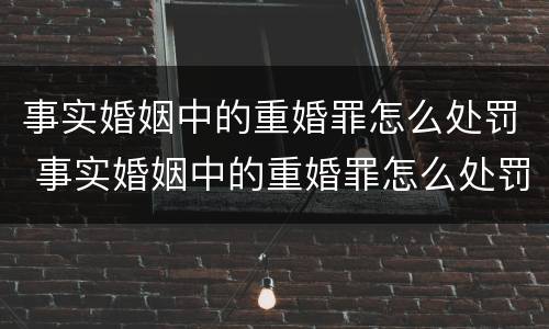 事实婚姻中的重婚罪怎么处罚 事实婚姻中的重婚罪怎么处罚呢