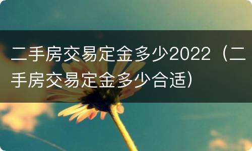 二手房交易定金多少2022（二手房交易定金多少合适）