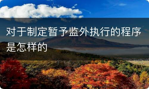 对于制定暂予监外执行的程序是怎样的