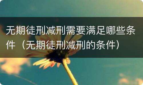 无期徒刑减刑需要满足哪些条件（无期徒刑减刑的条件）