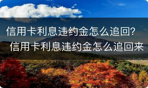 信用卡利息违约金怎么追回？ 信用卡利息违约金怎么追回来
