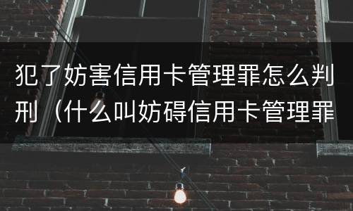犯了妨害信用卡管理罪怎么判刑（什么叫妨碍信用卡管理罪）