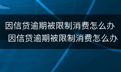 因信贷逾期被限制消费怎么办 因信贷逾期被限制消费怎么办呢