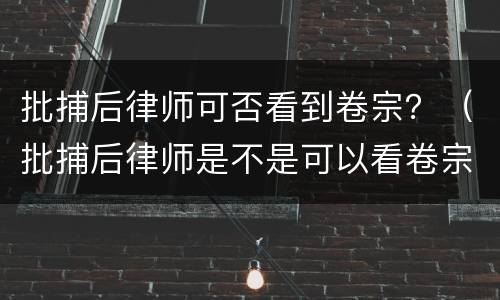 批捕后律师可否看到卷宗？（批捕后律师是不是可以看卷宗了）