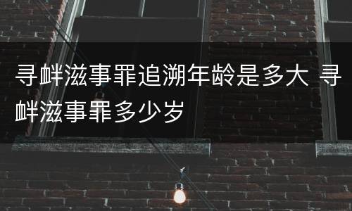 寻衅滋事罪追溯年龄是多大 寻衅滋事罪多少岁