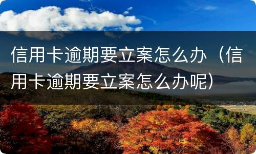 信用卡逾期要立案怎么办（信用卡逾期要立案怎么办呢）
