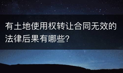 有土地使用权转让合同无效的法律后果有哪些？