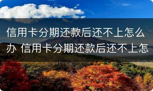 信用卡分期还款后还不上怎么办 信用卡分期还款后还不上怎么办呢