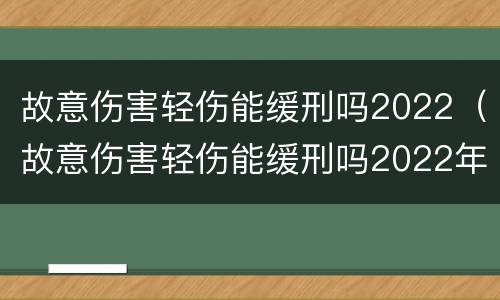 故意伤害轻伤能缓刑吗2022（故意伤害轻伤能缓刑吗2022年8月）
