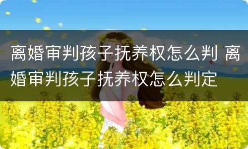 离婚审判孩子抚养权怎么判 离婚审判孩子抚养权怎么判定