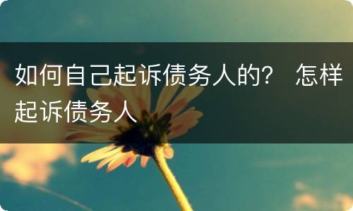 如何自己起诉债务人的？ 怎样起诉债务人