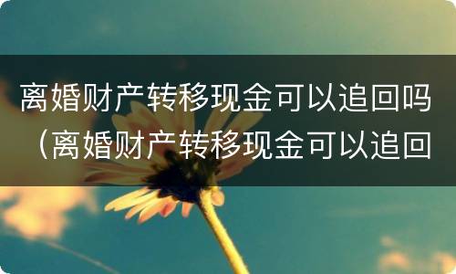 离婚财产转移现金可以追回吗（离婚财产转移现金可以追回吗怎么办）