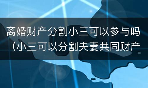 离婚财产分割小三可以参与吗（小三可以分割夫妻共同财产吗）