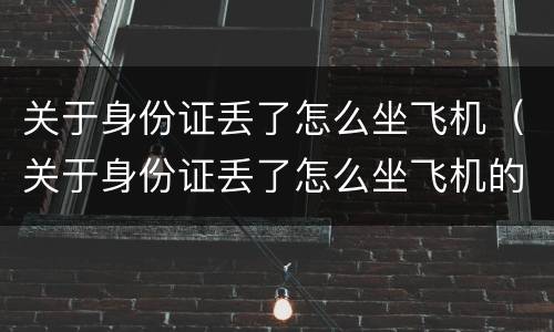 关于身份证丢了怎么坐飞机（关于身份证丢了怎么坐飞机的说说）