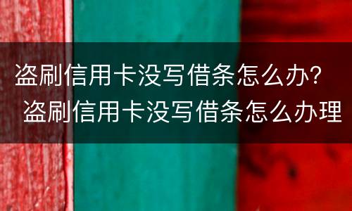 盗刷信用卡没写借条怎么办？ 盗刷信用卡没写借条怎么办理