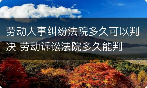 劳动人事纠纷法院多久可以判决 劳动诉讼法院多久能判