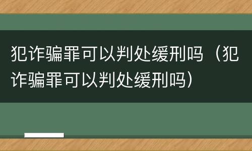 犯诈骗罪可以判处缓刑吗（犯诈骗罪可以判处缓刑吗）