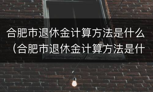 合肥市退休金计算方法是什么（合肥市退休金计算方法是什么样的）