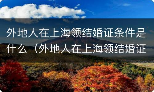 外地人在上海领结婚证条件是什么（外地人在上海领结婚证条件是什么意思）