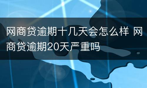 网商贷逾期十几天会怎么样 网商贷逾期20天严重吗