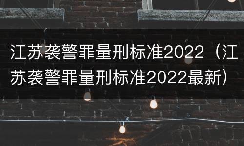 江苏袭警罪量刑标准2022（江苏袭警罪量刑标准2022最新）
