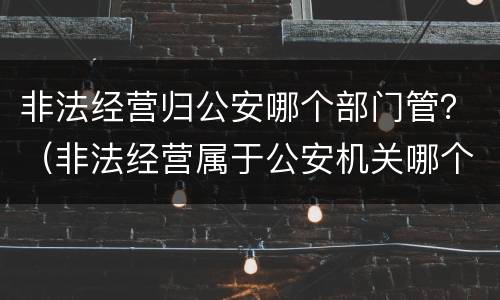 非法经营归公安哪个部门管？（非法经营属于公安机关哪个部门管）