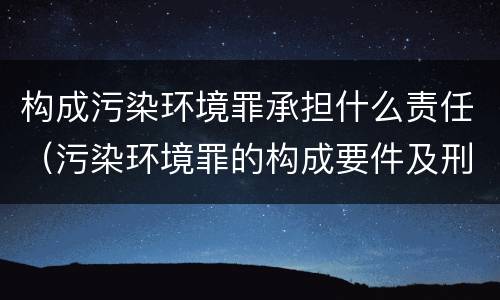 构成污染环境罪承担什么责任（污染环境罪的构成要件及刑事责任）