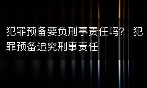 犯罪预备要负刑事责任吗？ 犯罪预备追究刑事责任