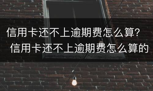 信用卡还不上逾期费怎么算？ 信用卡还不上逾期费怎么算的