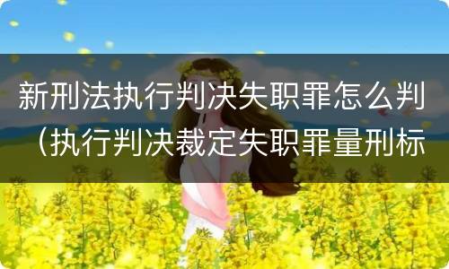 新刑法执行判决失职罪怎么判（执行判决裁定失职罪量刑标准）