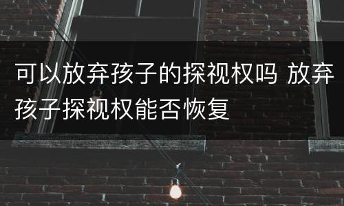 可以放弃孩子的探视权吗 放弃孩子探视权能否恢复