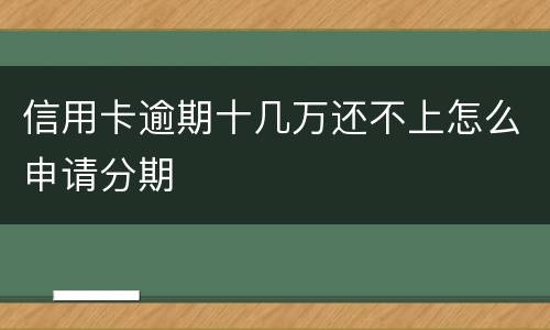 信用卡逾期十几万还不上怎么申请分期
