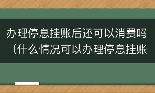 办理停息挂账后还可以消费吗（什么情况可以办理停息挂账）