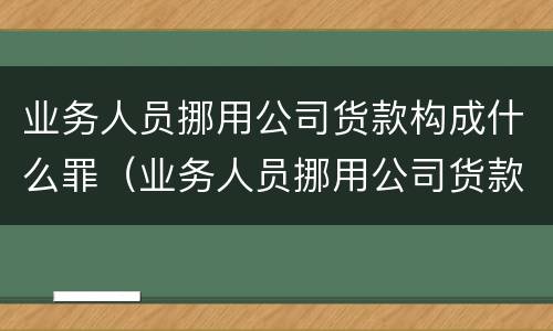 业务人员挪用公司货款构成什么罪（业务人员挪用公司货款构成什么罪行）