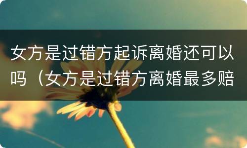 女方是过错方起诉离婚还可以吗（女方是过错方离婚最多赔偿多少钱）