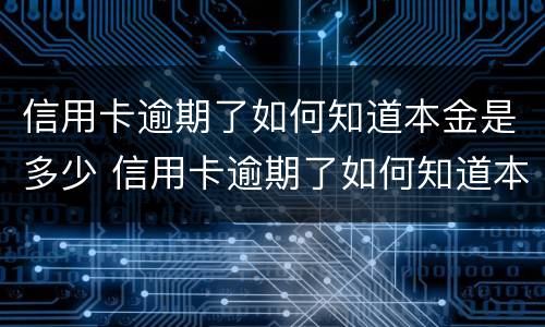 信用卡逾期了如何知道本金是多少 信用卡逾期了如何知道本金是多少呢